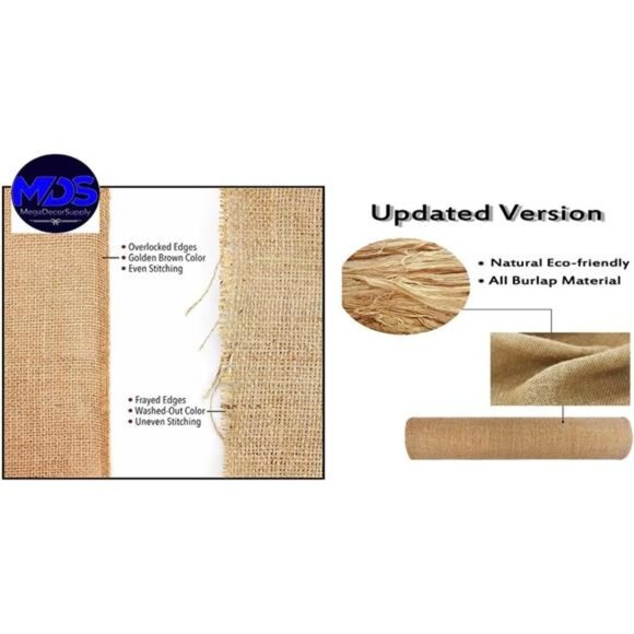 10 PCS 100% Natural Burlap Table Runners 12 x 108 Inch Long, Rustic - Picture 5 of 7